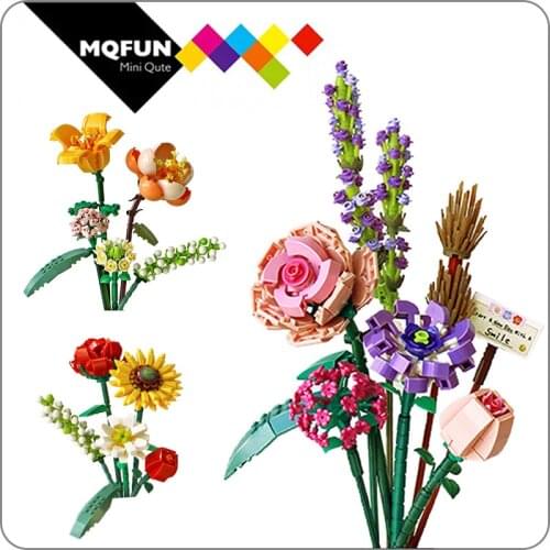 LOZ Mini Particle Bouquet Sunflower Rose Flower Modular Building Blocks Bricks Childrens Educational Toy Valentines Day Gift