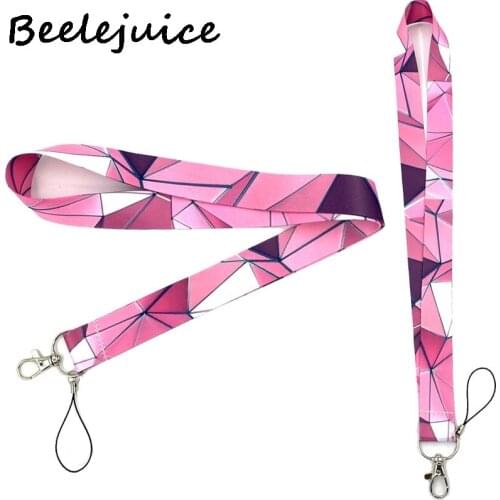 24pcs Pink Lattice Pattern Lanyard Keys Phone Holder Funny Neck Strap With Keyring ID Card DIY Animal webbings ribbons Hang Rope