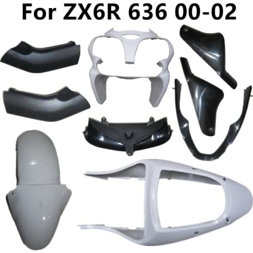 Motorcycle for ZX6R 2000-2002 6R 636 00-01-02 Fairing Components Bodywork Unpainted Plastic Parts Pack Left and Right Cowling