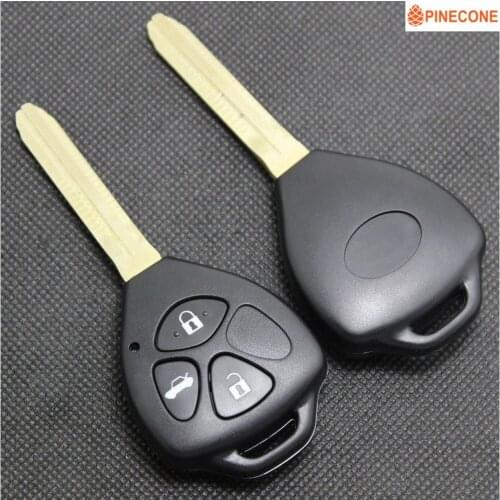 PINECONE Key Case for TOYOTA CAMRY REIZ CROWN COROLLA RAV4 VIOS Car Key 3 Button Uncut Blade Replace Remote Key Shell Casing Fob