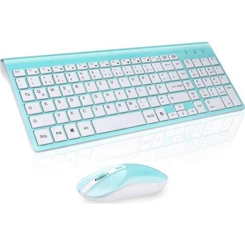 Hot Wireless Desktop Computer Cheap 2.4g Coloured Gaming Keyboard And Mouse Combo