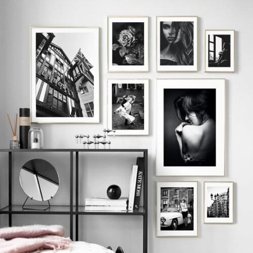 Nordic Posters And Prints Couple Wedding Rose Car Girl Body Retro Wall Art Canvas Painting Wall Pictures For Living Room Decor