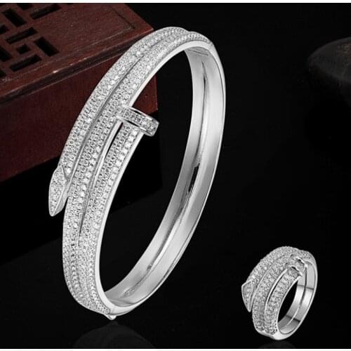 Luxury Brand Copper Gold-color Bracelet Anniversary Jewelry Europe Design Cubic Zircon Bracelet Bijoux Love Bangles Pulseira