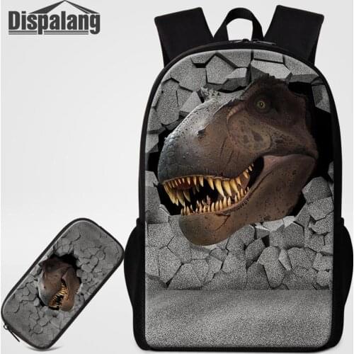 Dispalang Animal Dinosaur Backpack 2 Pcs/set School Bags with Pencil Bag For Teenagers Schoolbag Student Book Bag Boy Satchel