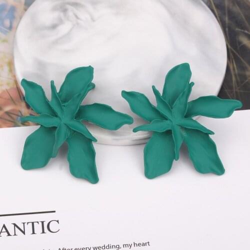 Vintage Big Flower Stud Earring for Women European Statement Print Metal Floral Party Wedding Jewelry Girl Gift Mujer Pendientes