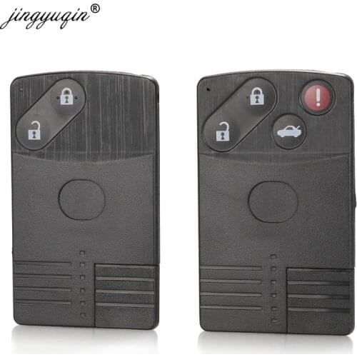 Jingyuqin Replacement Remote Smart Key Card Shell 2 / 4 Buttons for Mazda 5 6 CX-7 CX-9 RX8 Miata MX5 Uncut Blade FOB Case