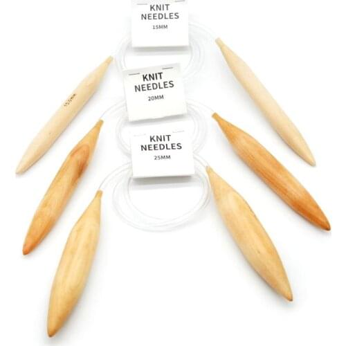 3pcs 15/20/25mm Circular Wood Knitting Needles Plastic Tube Sweater Crochet Hook