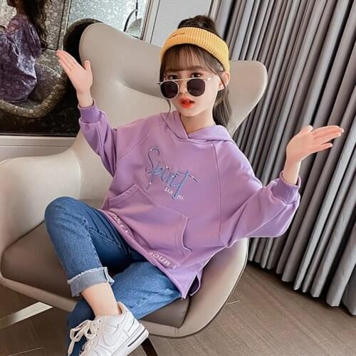 Fashion Princess Hoodies Pullover Girls Spring Sweatshirt Streetwear Long Sleeve Letter Embroidery Hoodie Kids Casual Clothing