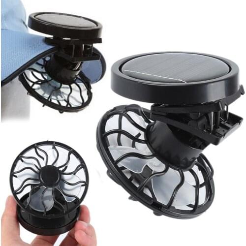 New Summer Clip-on Solar Sun Power Energy Panel Cooling Cell Fan for Camping Hiking Fishing Outdoors MINI Sun Powered Fans