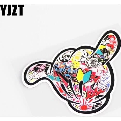 YJZT 9.8CM*7.3CM JDM Bomb Hang Loose Shaka Waterproof Decal PVC Car Sticker 13-0284