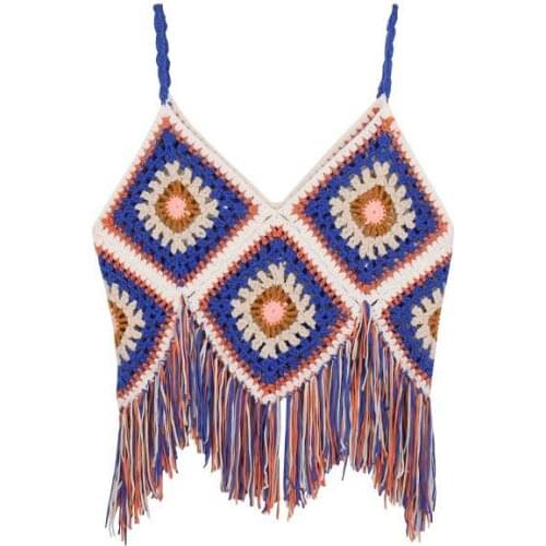 Fashion new tassel suspenders v-neck hollow knit vest spring and autumn temperament casual all-match pullover womens top