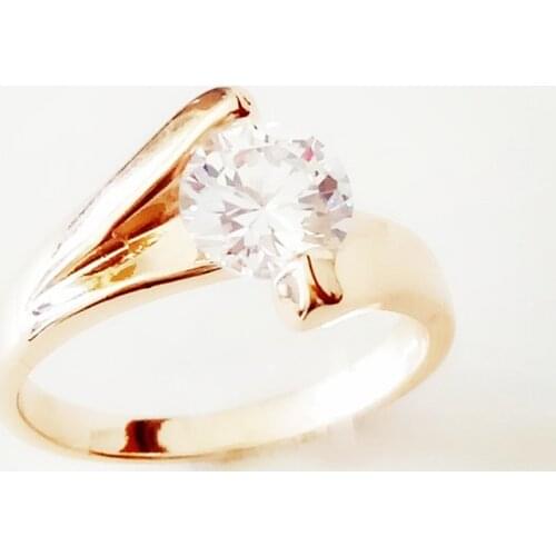 Women Rings Anniversary Ring New Fashion 585 Gold Color Jewelry White Cubic Zircon Lady Ring Jewelry