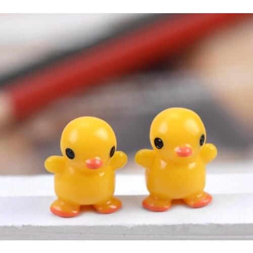 1pc/4pcs Cute Small Yellow Duck Quacker Farm Model Small Statue Mini Figurine Crafts Ornament Miniatures DIY Decor Doll
