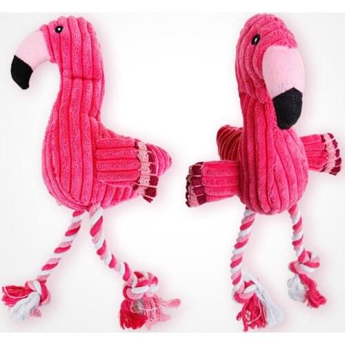 1PcsPet Dog Chew Toy Cute Flamingo Plush Puzzle Bite-resistant Clean Teeth Funny Fleece Durability Squeak Sound Interactive Toys