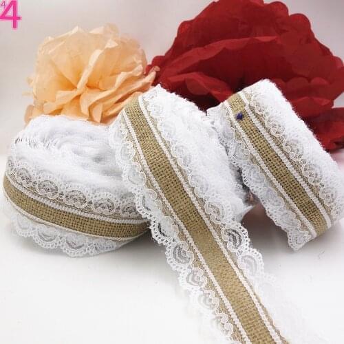 1 Meter/Roll Linen Vintage Burlap Lace Table Runner Handmade Jute Burlap Band for Country Party Wedding Christmas Decoration