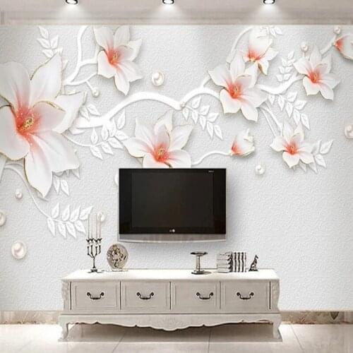 New Chinese Style 3D Embossed Flowers Custom Wallpaper Home Interior Decoration Modern Mural for Bedroom Living Room Background