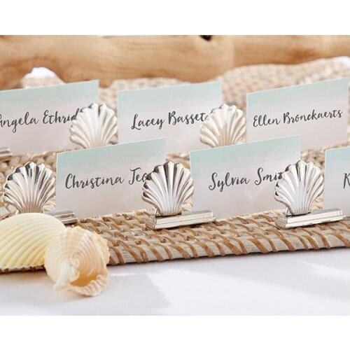 40pcs/lot Wedding accessory Silver Plated Shell Place Card Holder bachelor party Supplies Bachelorette favors Free Shipping
