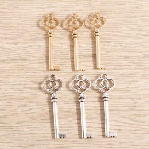 5pcs 19*59mm 2 Colors Alloy Hollow Key Charms Pendants for Jewelry Making Drop Earrings Necklaces DIY Handmade Crafts Supplies