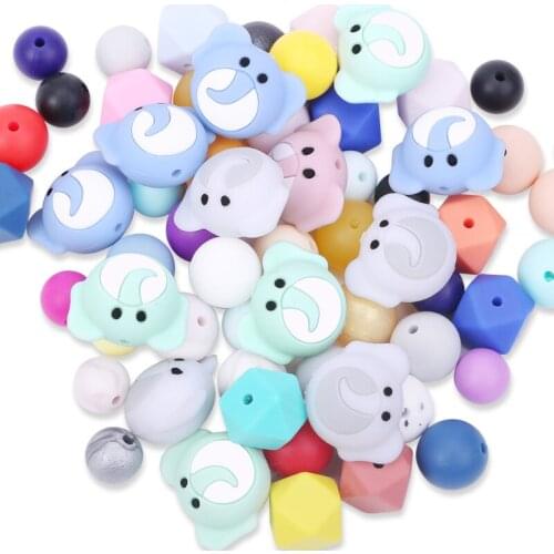 Sutoyuen 5PCS Food Grade Elephant Silicone Teether Beads Animal Cartoon Teething Bead Pacifier Necklace Mom Nursing DIY Jewelry