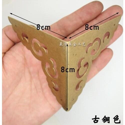 8 * 8 * 8cm Copper corners on both sides Antique Furniture Hardware copper fittings copper horn Wooden copper corner Wholesale