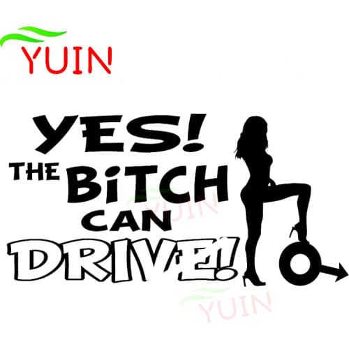 Car Sticker Fun Bitch Can Drive Cute Girl-shaped Cars Decals Fashion Auto Accessories PVC Body Decoration Sunscreen Decal