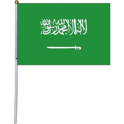 Free shipping xvggdg 100pcs 14 * 21cm world flags hand wave flags Saudi Arabia hand flag