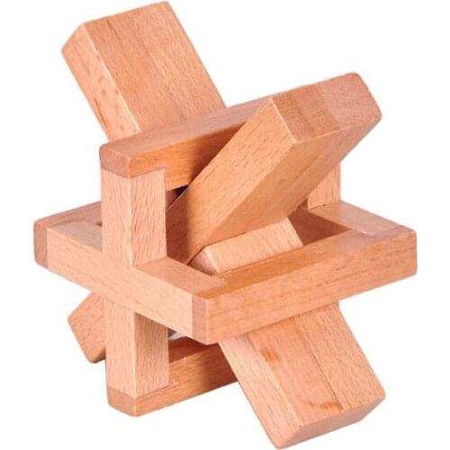 Beech Wood IQ Brain Teaser Puzzle Game Traditional Mind Wooden Puzzles