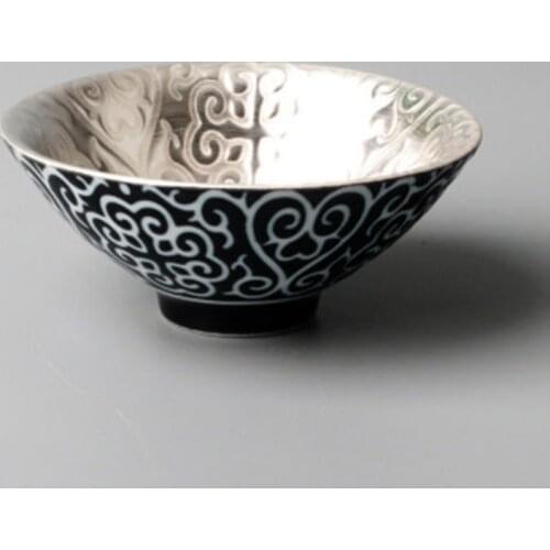 40 To 110mL Handmade Sterling Silver Tea Cup Chinese Style Ceramic Tea Cup Tea Bowl Enamel Cup Small Wine Glass Gift