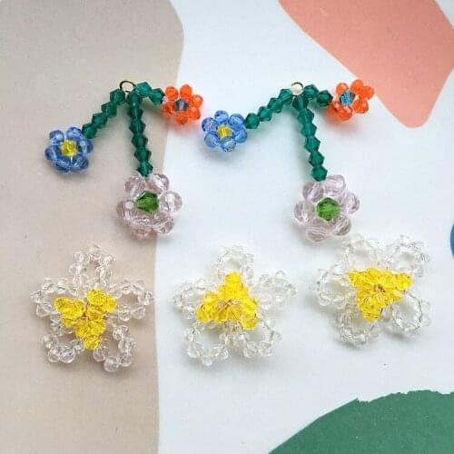 Summer style 20pcs/lot color glass beads decoration handmade winding flowers shape copper charms diy jewelry earring accessory