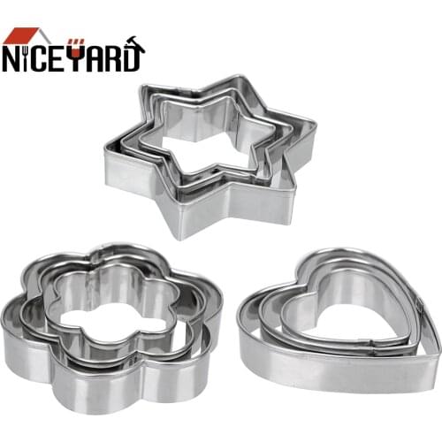 NICEYARD 3pcs/set Baking Mould Stainless Steel Biscuit DIY Mold Cookie Cutter Star Heart Flower Cutter Egg Mould