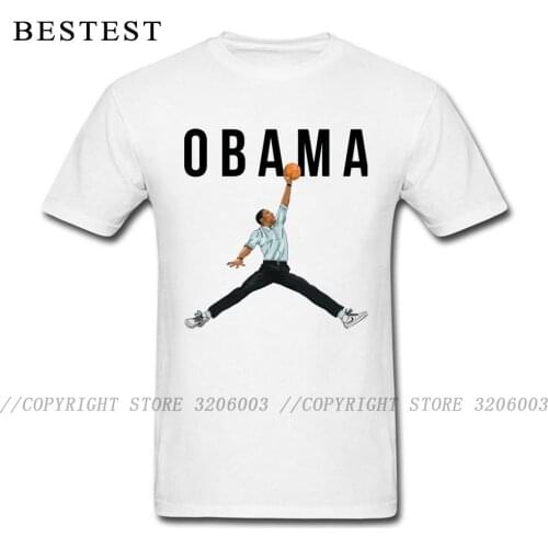 T-shirt Funny Obama Air Basketballer Mashup T Shirt Men Tshirt Oversized Male Cotton Clothes Letter Streetwear For President Hip