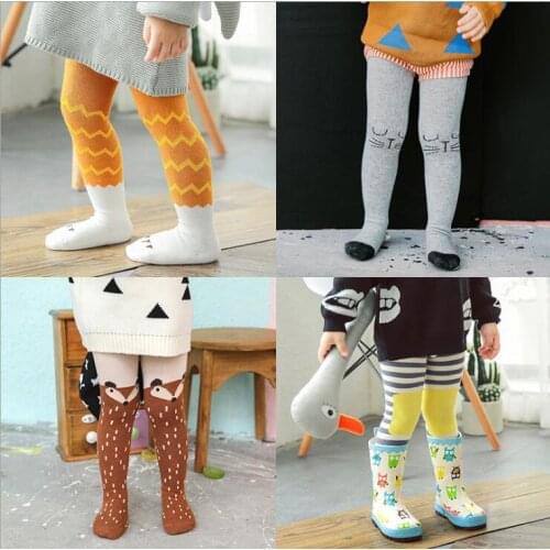 Ins Pantyhose Girl Fox Leggings Cloud Stripe Long Leggings Cartoon Animal Print Leggings Baby Fashion Panty-Hose Leggings