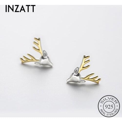 INZATT Fashion Real 925 Sterling Silver Cute Deer Stud Earrings For Trtendy Young Girl Popular Jewelry Accessories Brincos Gift