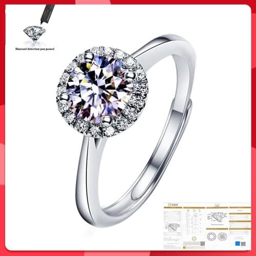 Moissanite Ring Silver Moissanite Ring 1ct 6.5mm Round Cut 925 Silver Gold Plated Classic 6prongs Women Solitaire Rings