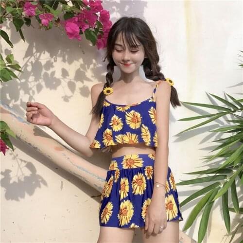 Bikini Sets Womens Summer Split Swimsuit Ruffles Dot Printed Crisscross Halter Off Shoulder Slim Students Girlish Swimwear Chic