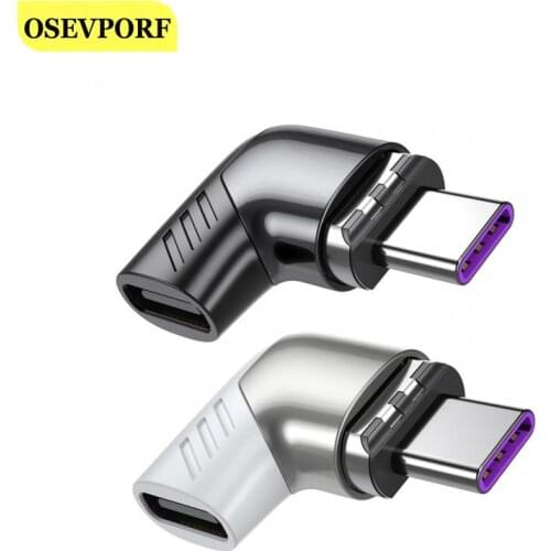 100W USB Type C 90 Degree Elbow Magnetic Adapter Type-C Male to Type-C Female Magnet Connector for Macbook Pro Huawei Xiaomi 4.0