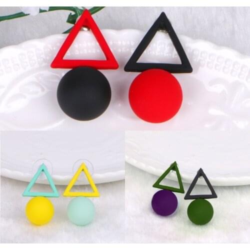 Fashion Jewelry Big Long Acrylic Black White Triangle Studs Earrings For Women