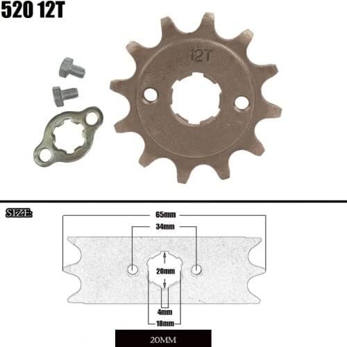 Motorcycle 520 12T Tooth 20mm ID Front Engine Sprocket fit Pit Bike ATV part