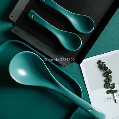 Nordic Matte Soup Long Handle Ladle Ceramic Spoon for Soup