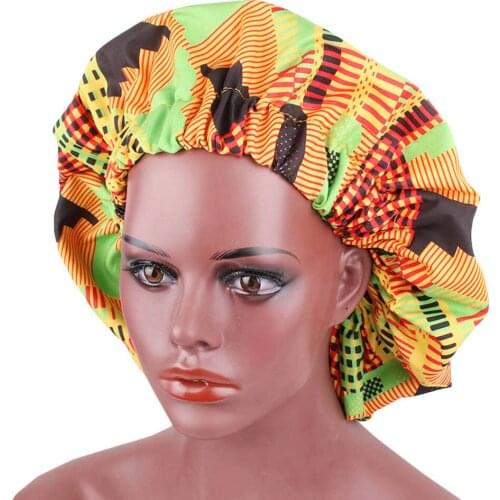 Extra Large Satin Lined African Bonnet Stretch Print Women Turban Ankara Bonnets Cap Hair Accessories