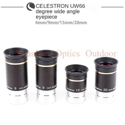Celestron 66 degree 1.25" 31.7mm Eyepiece Lens Ultra-Wide Angle 6/9/15/20mm Multi-Coated for 1.25inch Spotting Scopes Telescope