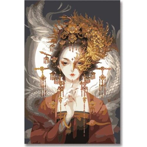 Half mask Chinese classical woman diy Digital painting Womens own s Diy by numbers hand painted picture