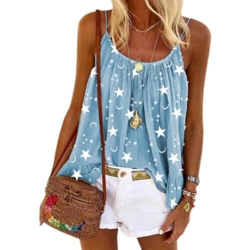 Blouse Popular Star Moon Print Top Top Women T-shirt U-neck for Office