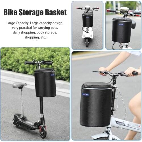 With Hook Spacer Reflective Strip Canvas Large Capacity Double Zippers Bike Storage Basket Electric Scooter Front Hanging