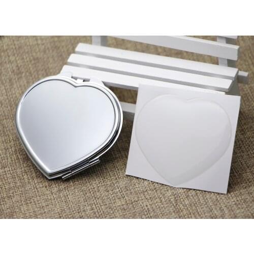 Heart Pocket Mirror Silver Compact Mirror +Resin Epoxy Sticker DIY set Trail order 5 pieces/lot #18038-1