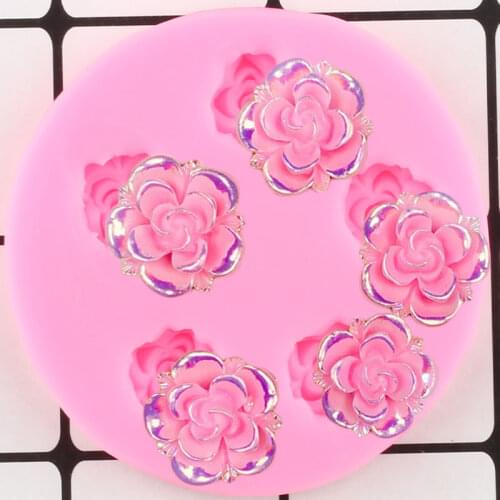 Rose Silicone Mold Flower Cupcake Topper Fondant Molds Wedding Cake Decorating Tools Chocolate Gumpaste Mould Candy Clay Moulds