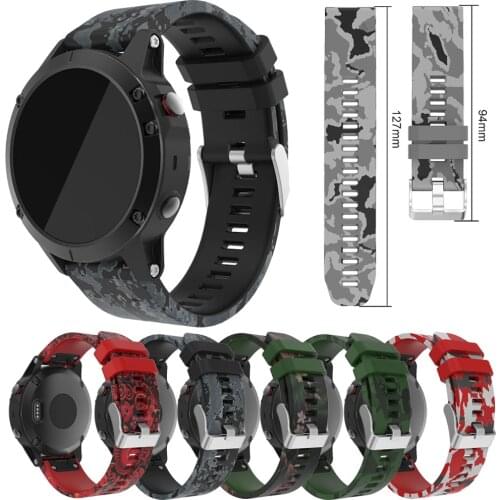 Camouflage Print Silicone Sport Band Strap For Garmin Fenix 5 / 5 Plus SmartWatch 22mm Replacement Strap Rubber Bracelet Belt