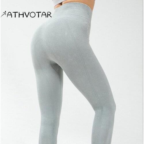 ATHVOTAR Tights Sport Leggings High Waist Hip Lift Seamless Draw Back Yoga Women Pants Running Fitness Printed Gym Clothing