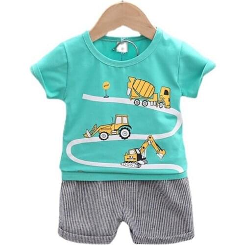 New Summer Baby Boys Clothes Children Cartoon Casual T-Shirt Shorts 2Pcs/Set Toddler Sport Costume Girls Clothing Kids Tracksuit
