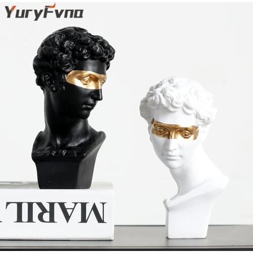 YuryFvna David Head Statues Classic Greek Figure Head Statue Art Resin Figurine Head Sculptures for Home Office Tabletop Decor